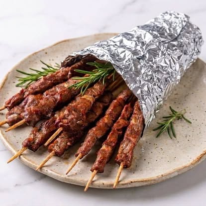 Arrosticini alla brace serviti nel cartoccio